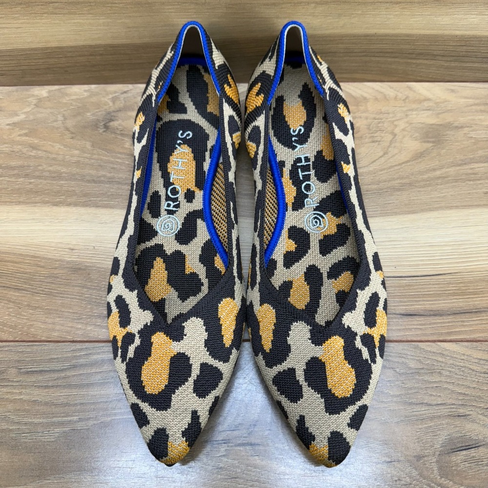 Proenza Schouler Leopard-Print Pointed Knit Flats - Beige/Black/Gold
